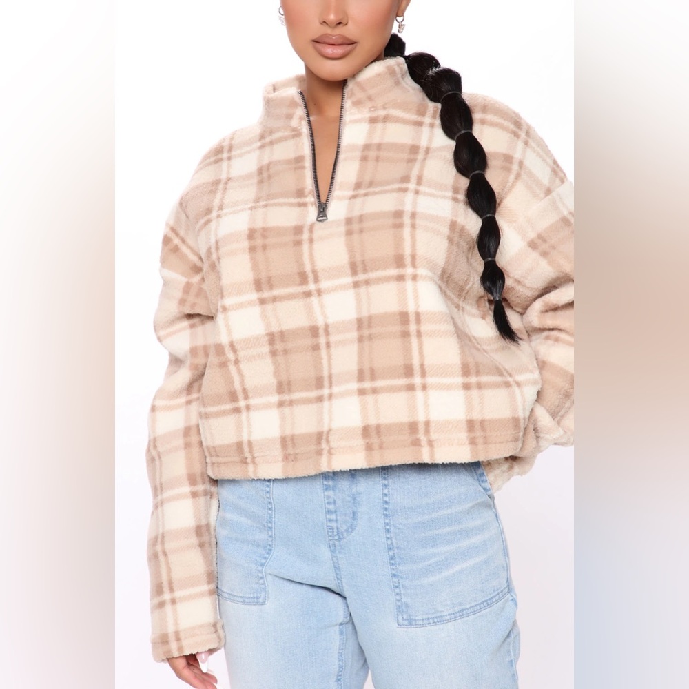 Fashion nova check you out plaid sherpa pullover